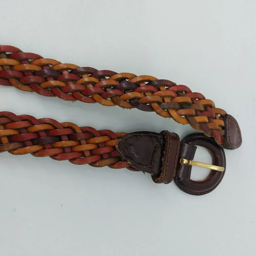 Womens Small Belt Braided Brown Leather Belt Casual Classic 32